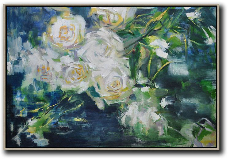 Horizontal Abstract Flower Painting Living Room Wall Art #ABH0A35 - Click Image to Close